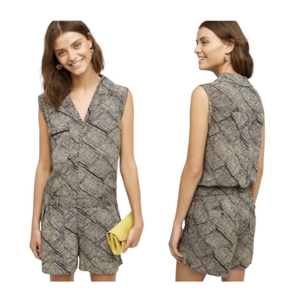 Anthropologie Lightweight Hei Hei Nova Romper Abstract Small Petite Vacation